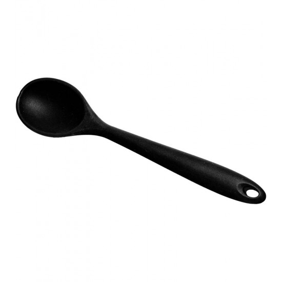 Jogo 5 Utensílios Para Cozinha De Silicone Com Suporte Preto